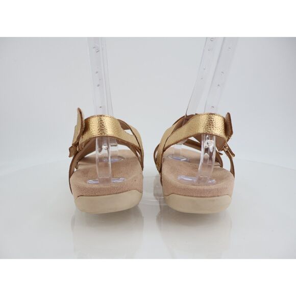 Vionic Raya Sandals Womens 9.5 Gold Leather Wedge Orthotic Adjustable - Picture 5 of 12